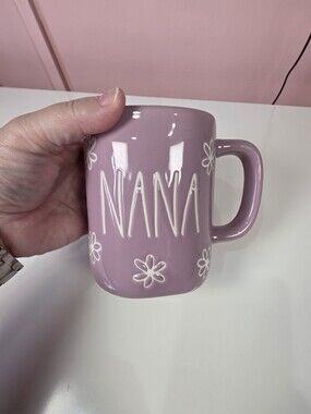 Rae Dunn NANA Pink Floral Ceramic Mug